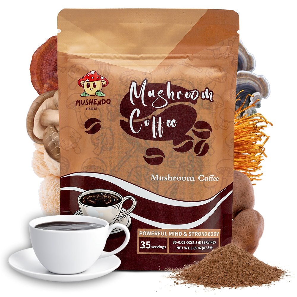 Mushendo 6 Mushroom Coffee | 3.02 Oz (87.5 G) | 35 Servings - Mushendo Organic Farm